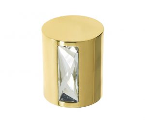 Crystal Cylindrical Mortice Door Knob, Polished Brass With Swarovski Crystal