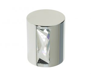 Crystal Cylindrical Mortice Door Knob, Polished Chrome With Swarovski Crystal