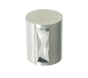 Crystal Cylindrical Mortice Door Knob, Satin Chrome With Swarovski Crystal