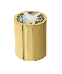 Crystal Cylindrical Mortice Door Knob, Polished Brass With Swarovski Crystal
