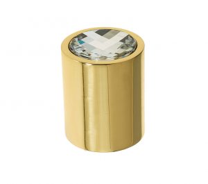 Crystal Cylindrical Mortice Door Knob, Polished Brass With Swarovski Crystal