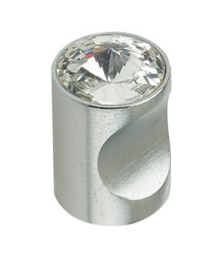 Crystal Cabinet Knob (20mm Diameter), Satin Chrome With Swarovski Crystal