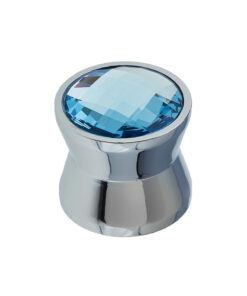 Cabinet Knob, Polished Chrome With Blue Swarovski Crystal