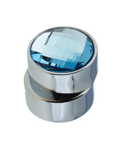 Cabinet Knob, Polished Chrome With Blue Swarovski Crystal