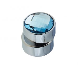 Cabinet Knob, Polished Chrome With Blue Swarovski Crystal