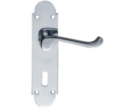 Oxford Door Handles On Backplate, Polished Chrome  (sold in pairs)