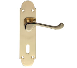 Oxford Door Handles On Backplate, Polished Brass  (sold in pairs)
