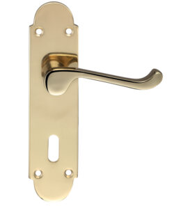 Oxford Door Handles On Backplate, Polished Brass  (sold in pairs)