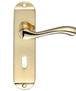 Arundel Door Handles On Backplate, Polished Brass (sold in pairs)
