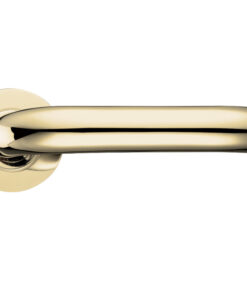 RTD Lever On Round Rose, Polished Brass  (sold in pairs)