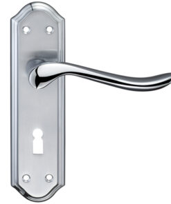 Lincoln Door Handles On Backplate, Dual Finish Satin Chrome & Polished Chrome (sold in pairs)