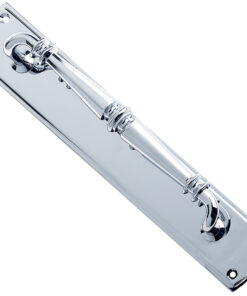 Ornate Pull Handles On Backplate (382mm x 65mm), Polished Chrome