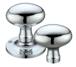 Oval Rim Door Knobs, Polished Chrome (sold in pairs)