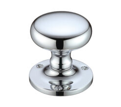 Mushroom Mortice Door Knobs, Polished Chrome  (sold in pairs)