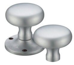 Mushroom Rim Door Knobs, Satin Chrome (sold in pairs)