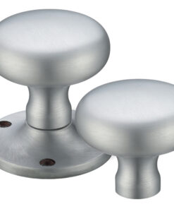 Mushroom Rim Door Knobs, Satin Chrome (sold in pairs)