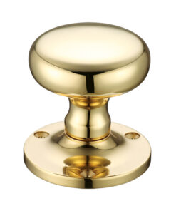 Mushroom Mortice Door Knobs, Polished Brass  (sold in pairs)