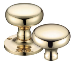 Mushroom Rim Door Knobs, Polished Brass (sold in pairs)