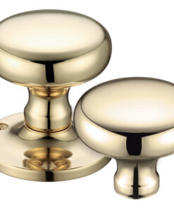 Mushroom Rim Door Knobs, Polished Brass (sold in pairs)