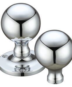 Ball Rim Door Knobs, Polished Chrome -  (sold in pairs)