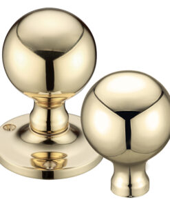 Ball Rim Door Knobs, Polished Brass -  (sold in pairs)