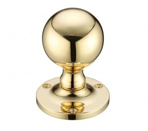 Ball Mortice Door Knobs, Polished Brass (sold in pairs)