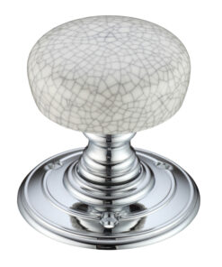 Zoo Hardware Grey Crackle Glaze Porcelain Door Knobs - Polished Chrome (sold in pairs)