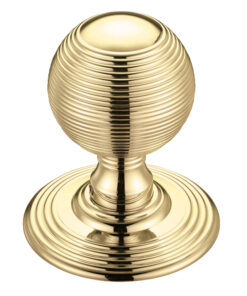 Ringed Mortice Door Knobs, Polished Brass -  (sold in pairs)