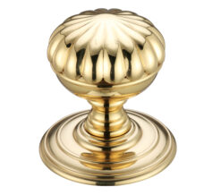 Flower Mortice Door Knobs, Polished Brass  (sold in pairs)