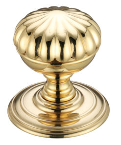 Flower Mortice Door Knobs, Polished Brass  (sold in pairs)