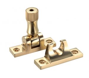 Brighton Pattern Locking Sash Fastener, Polished Brass