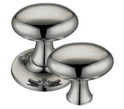 Oval Rim Door Knobs, PVD Stainless Nickel (sold in pairs)