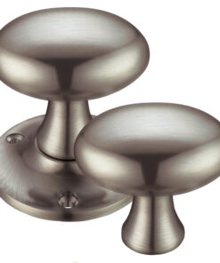 Oval Rim Door Knobs, Satin Nickel -  (sold in pairs)