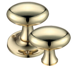 Oval Rim Door Knobs, Polished Brass (sold in pairs)