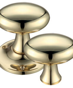 Oval Rim Door Knobs, Polished Brass (sold in pairs)
