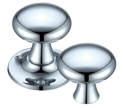 Mushroom Rim Door Knobs, Polished Chrome - (sold in pairs)