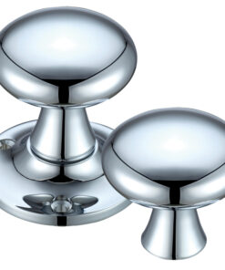 Mushroom Rim Door Knobs, Polished Chrome -  (sold in pairs)