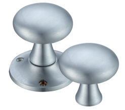 Mushroom Rim Door Knobs, Satin Chrome (sold in pairs)