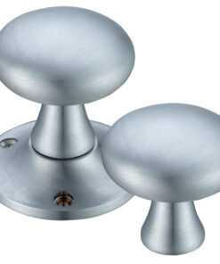 Mushroom Rim Door Knobs, Satin Chrome  (sold in pairs)