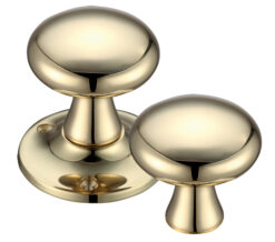 Mushroom Rim Door Knobs, Polished Brass - (sold in pairs)