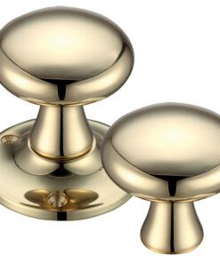 Mushroom Rim Door Knobs, Polished Brass -  (sold in pairs)