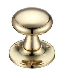 Mushroom Mortice Door Knobs, Polished Brass - (sold in pairs)
