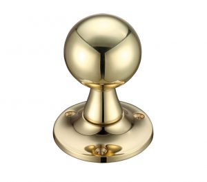 Ball Mortice Door Knobs, Polished Brass (sold in pairs)