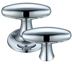 Extended Oval Rim Door Knobs, Polished Chrome  (sold in pairs)