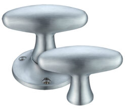 Extended Oval Rim Door Knobs, Satin Chrome  (sold in pairs)