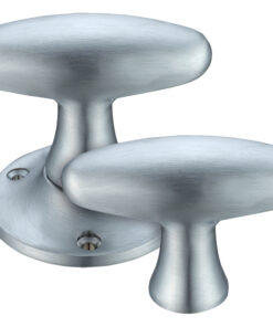 Extended Oval Rim Door Knobs, Satin Chrome  (sold in pairs)