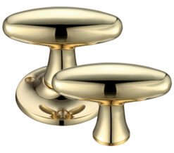 Extended Oval Rim Door Knobs, Polished Brass (sold in pairs)