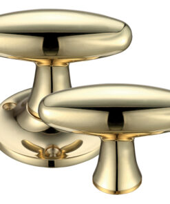 Extended Oval Rim Door Knobs, Polished Brass (sold in pairs)