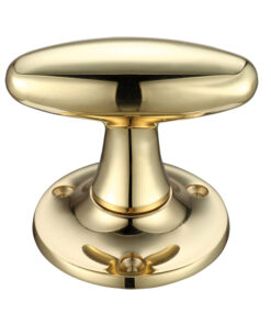 Extended Oval Mortice Door Knobs, Polished Brass (sold in pairs)