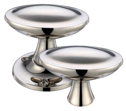 Oval Stepped Rim Door Knobs, PVD Stainless Nickel  (sold in pairs)